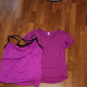 Lucy Magenta/Purple Short Sleeve Tee and Strappy Tank Set